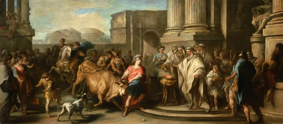 Theseus tæmmer tyren fra Marathon, ca. 1730
